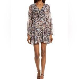 Floral Long Sleeve Chiffon Dress